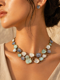 Lotus Petal Statement Necklace Set