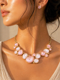 Pink Shell Disc Necklace Set