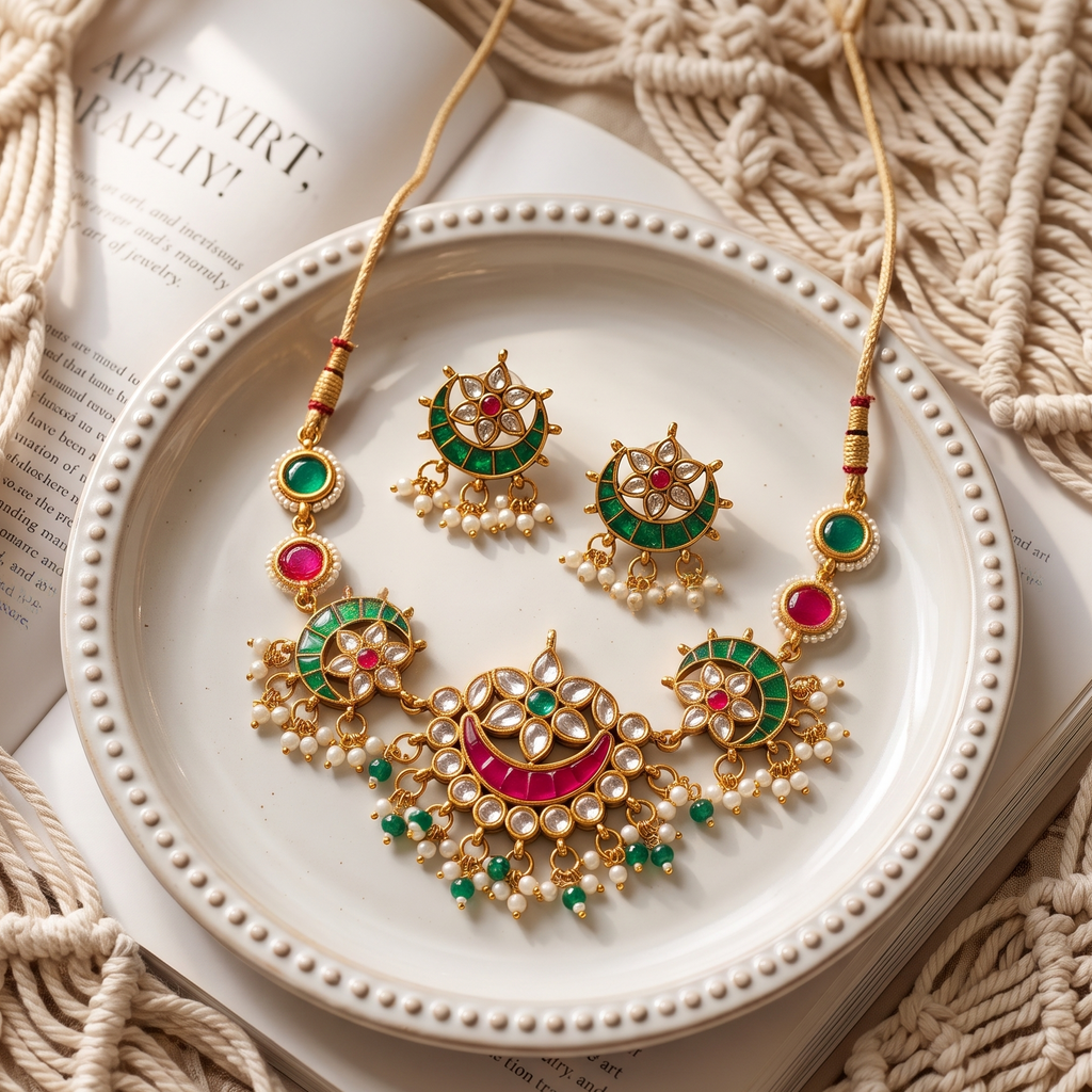Mayurika Chand Kundan Necklace Set