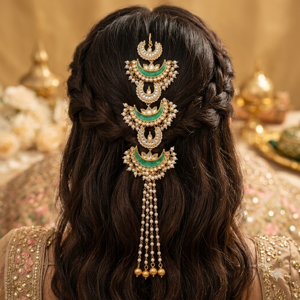 Saanvika Pearl Kundan Hair Ornament