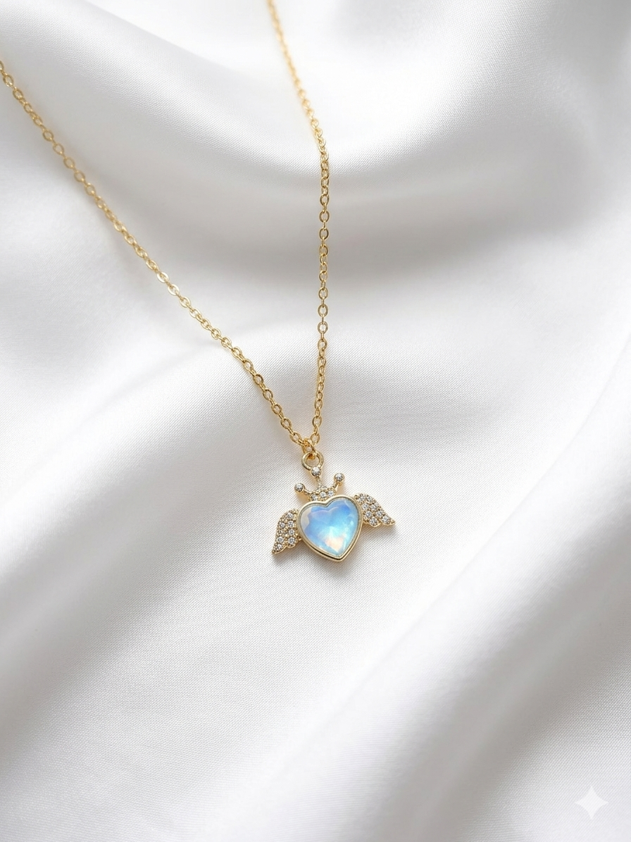 Celestine Winged Heart Necklace