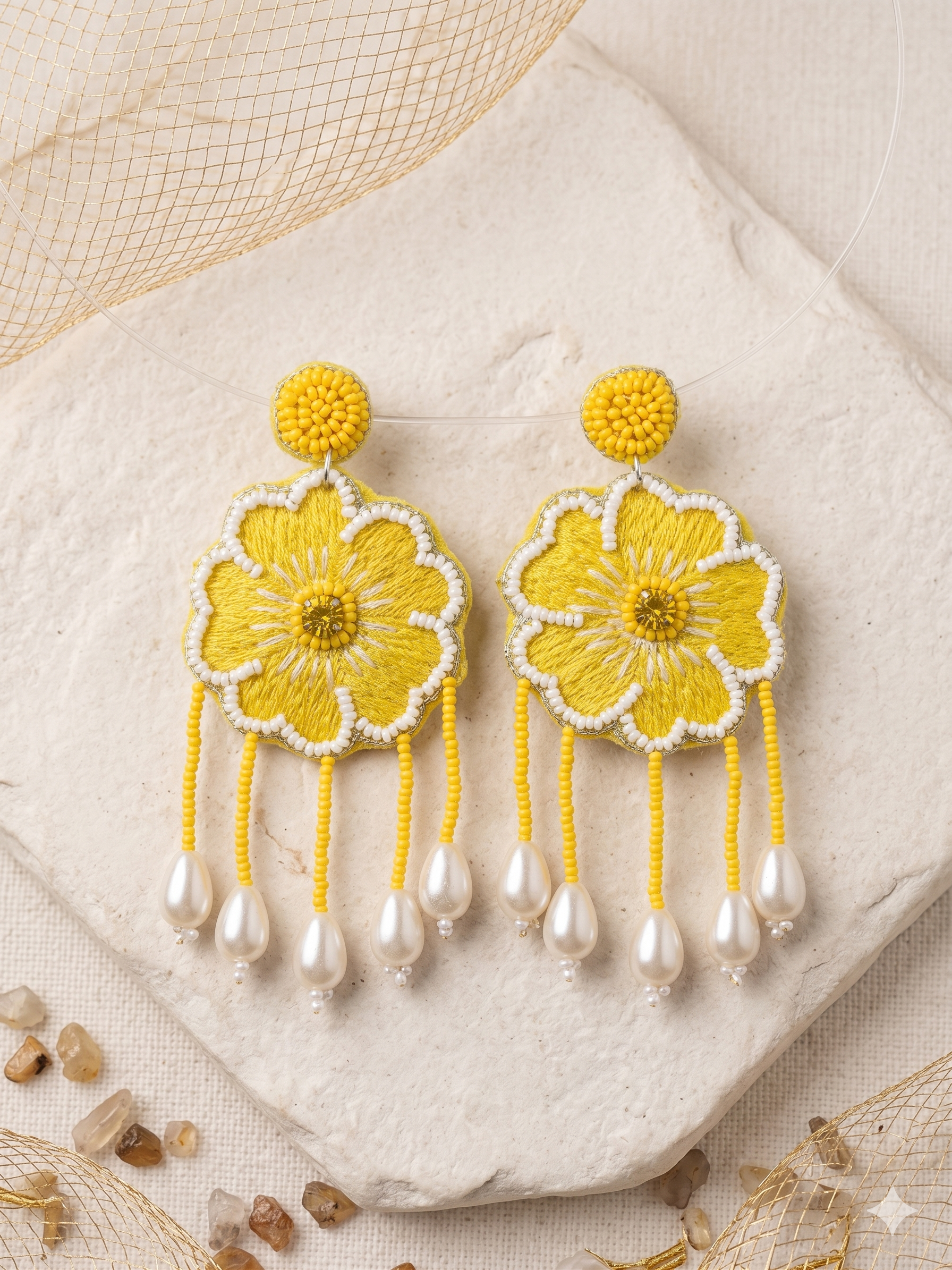 Sunflower Pearl Earrings