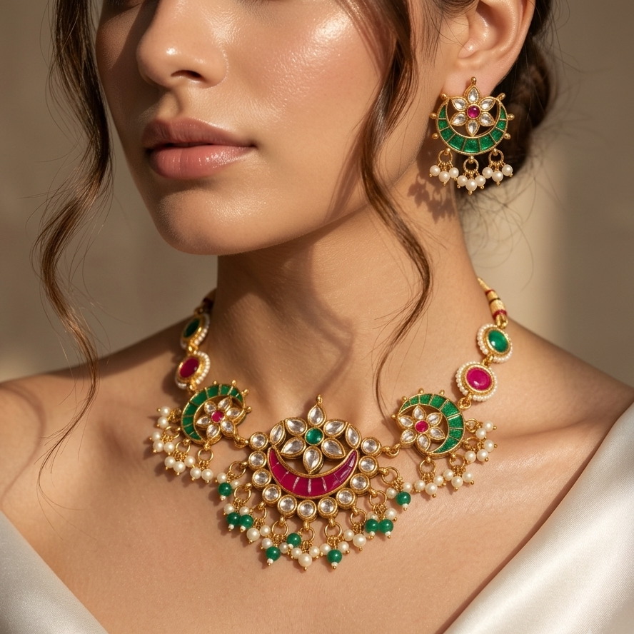 Mayurika Chand Kundan Necklace Set