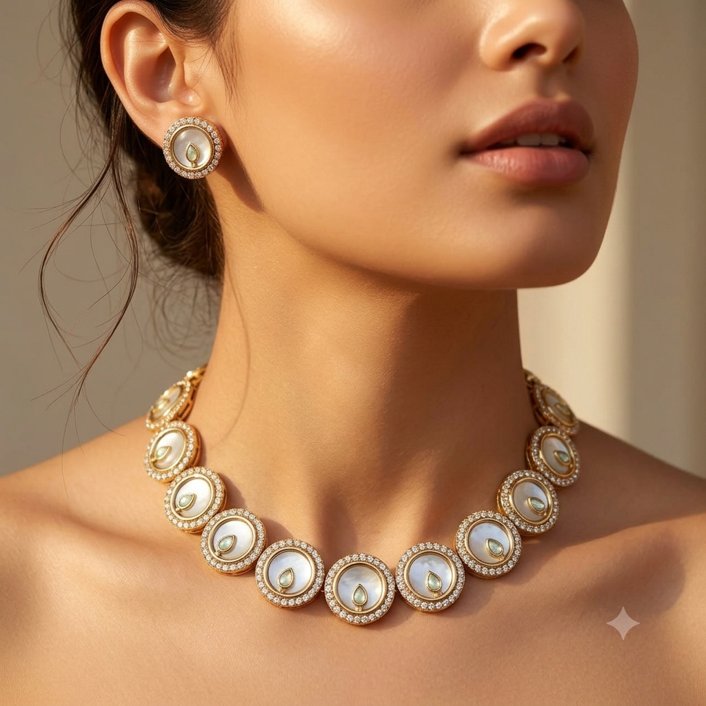 Mother of Pearl  Circular Necklace Set