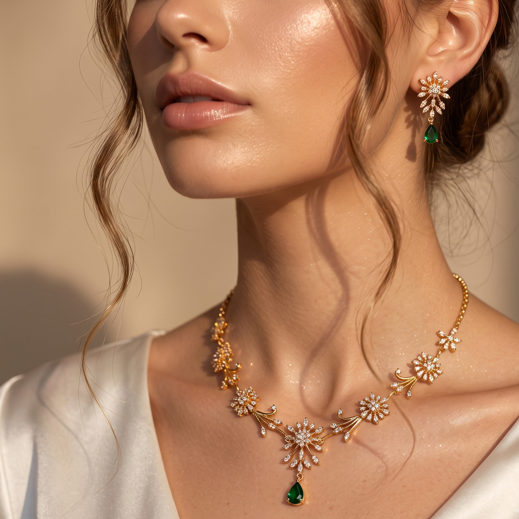 Sitara Bloom Emerald Kundan Choker Set