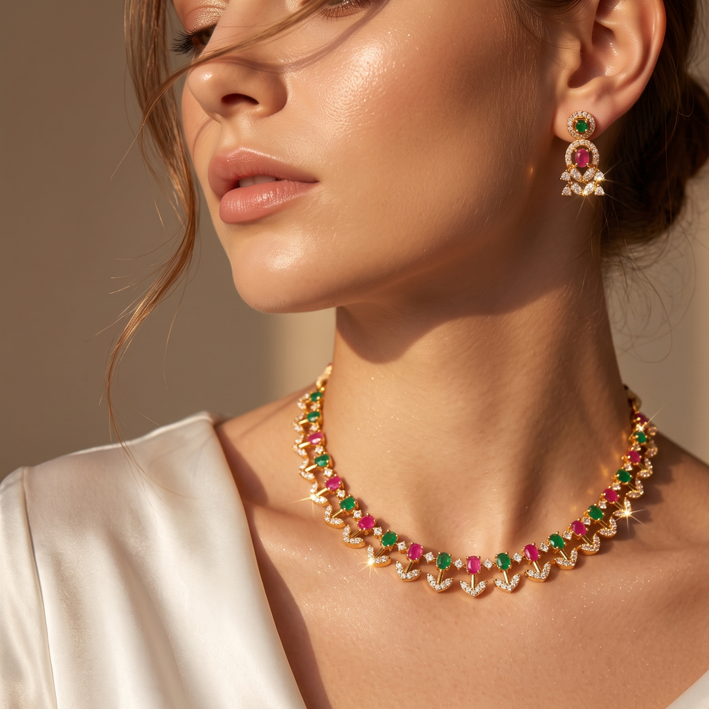Navrangi Kundan Necklace Set