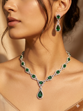 AD Emerald V-shaped Necklace Set