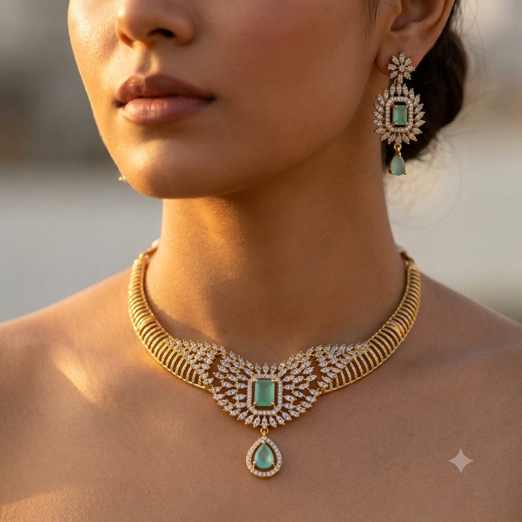 : Emerald Aura CZ Choker Set