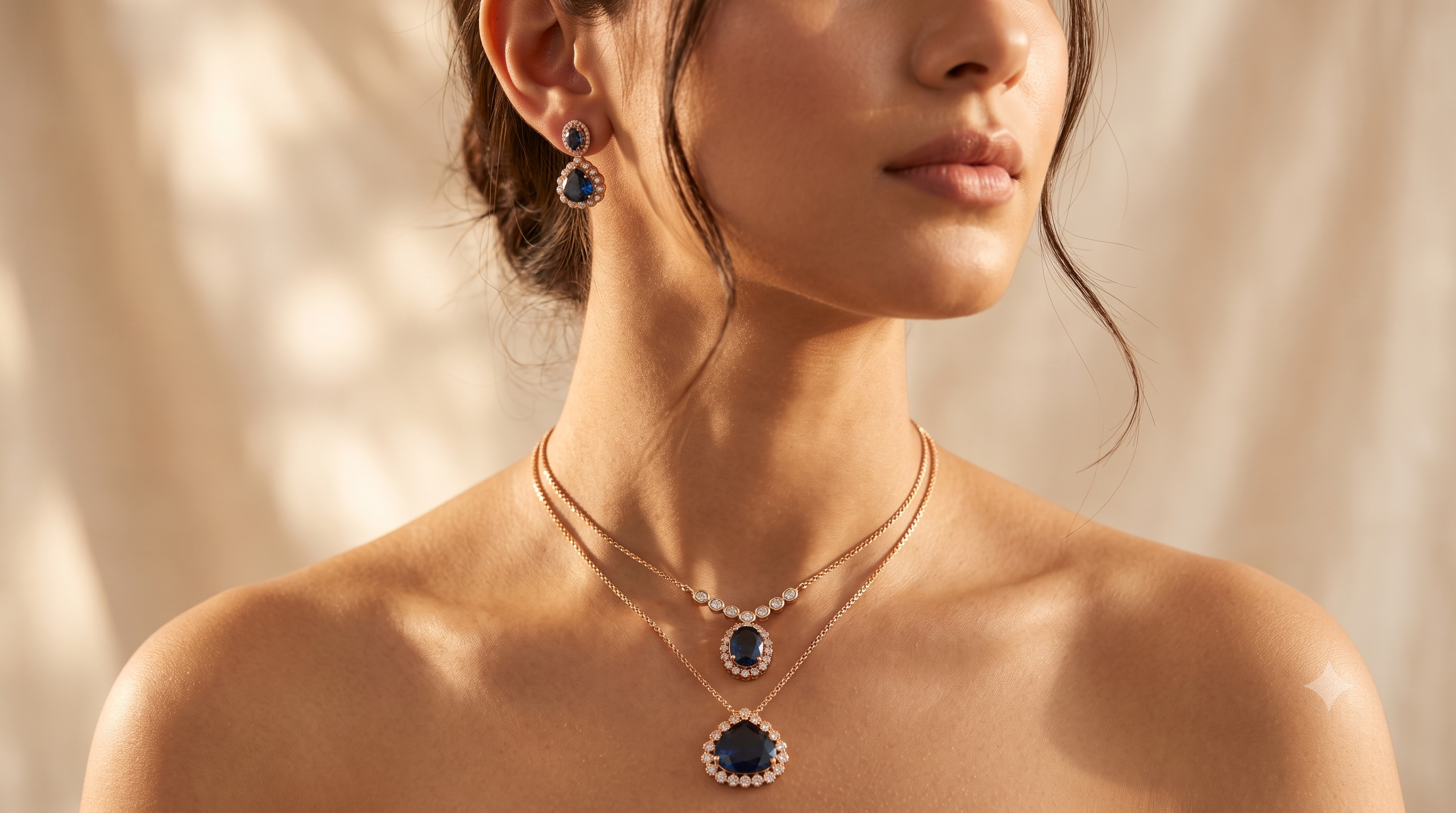 Sapphire Elegance Layered Necklace Set