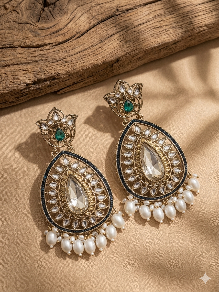 Teardrop Pearl Statement Earrings