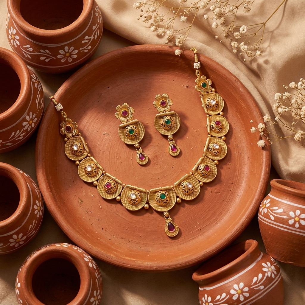 Kumudini Temple Kundan Necklace Set