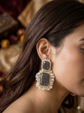 Black Stone Pearl Earrings