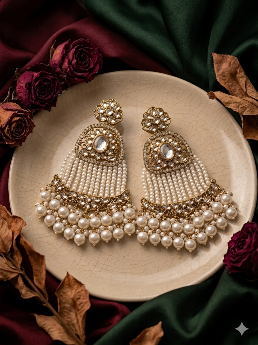 Pearl Jhumka Statement Earrings