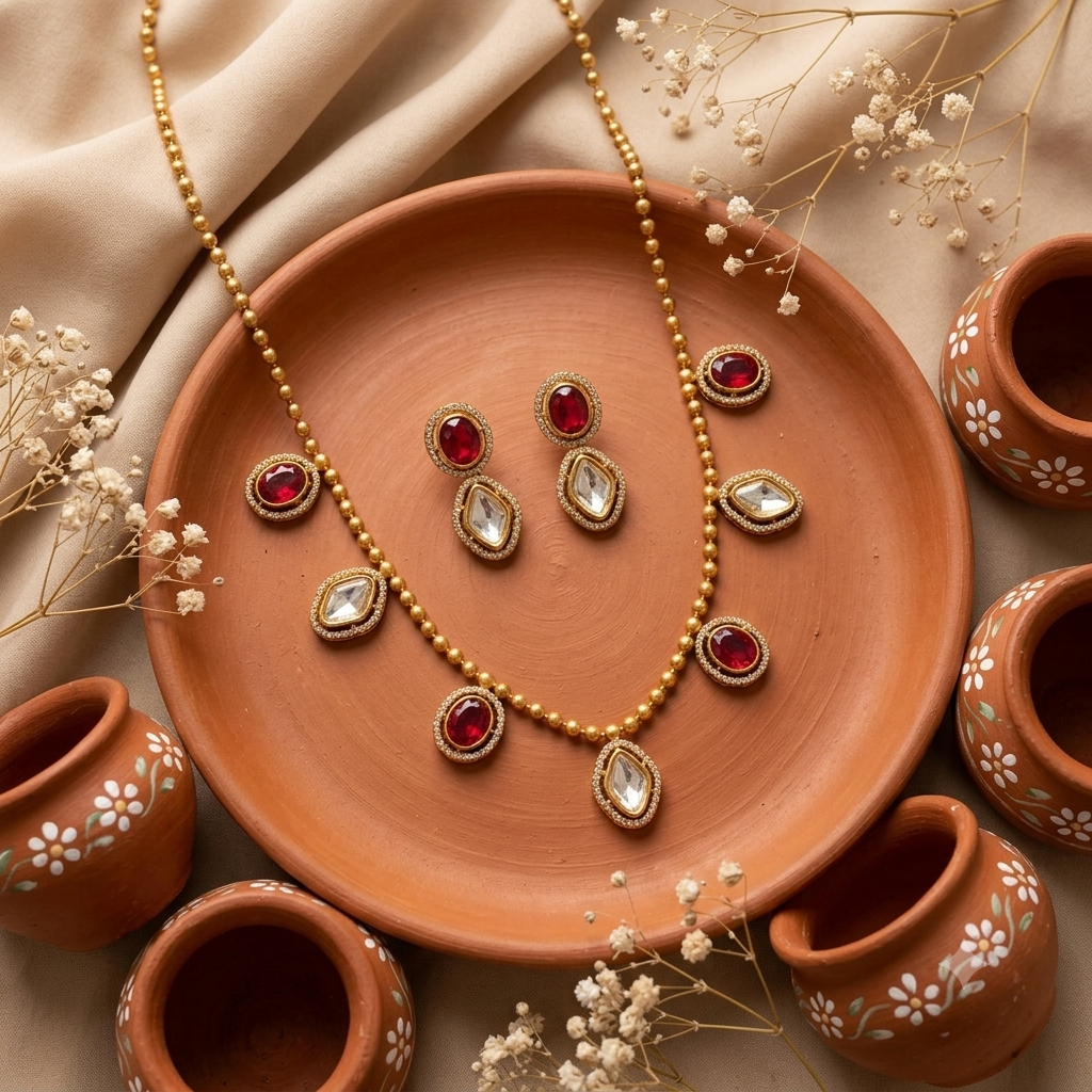 Ruhani Ruby Kundan Necklace Set