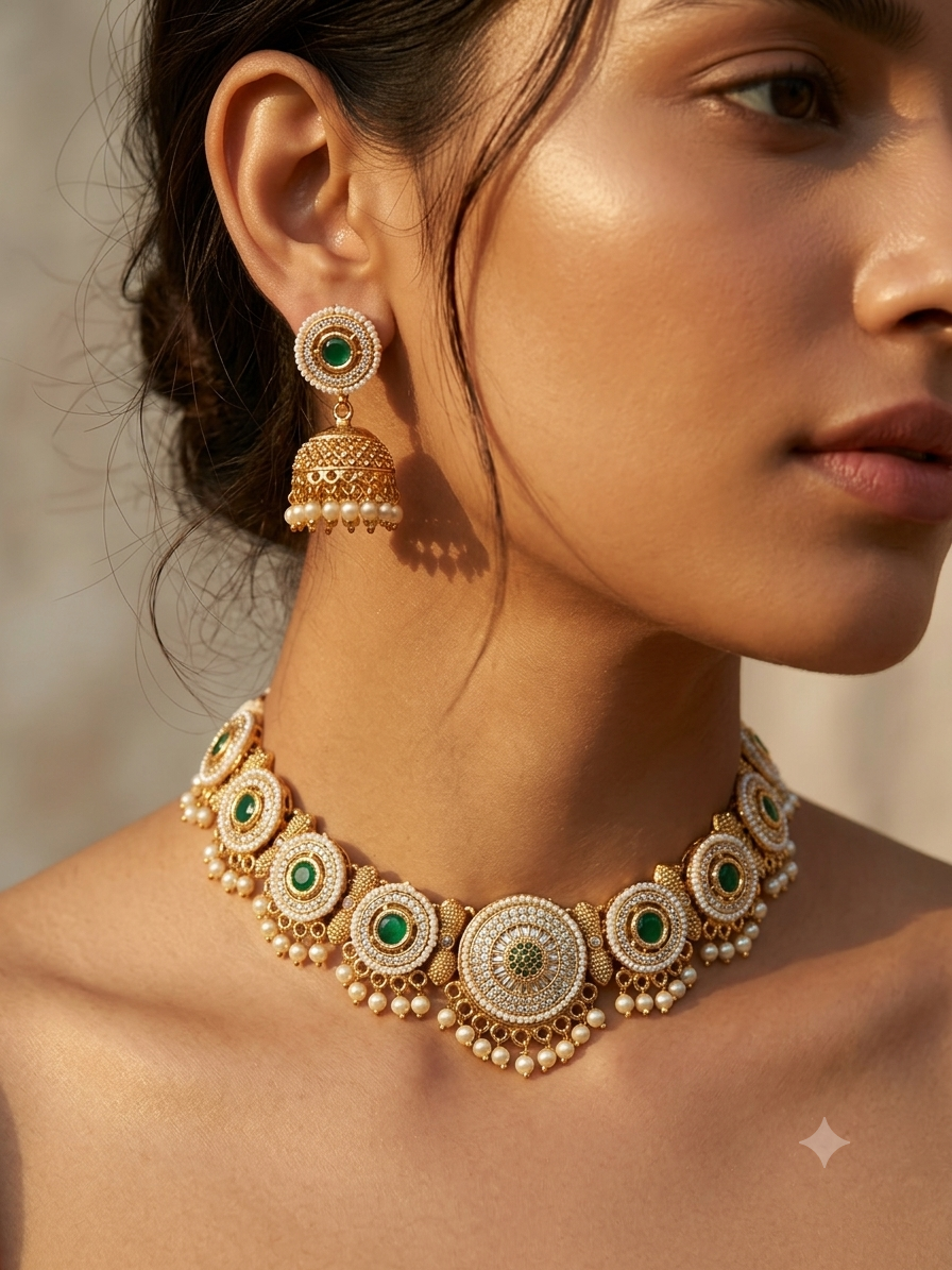 Ziya Emerald Pearl Choker Set
