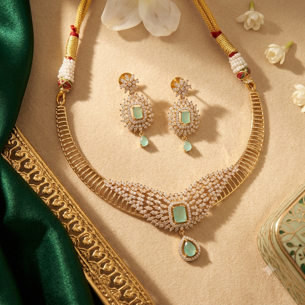 : Emerald Aura CZ Choker Set