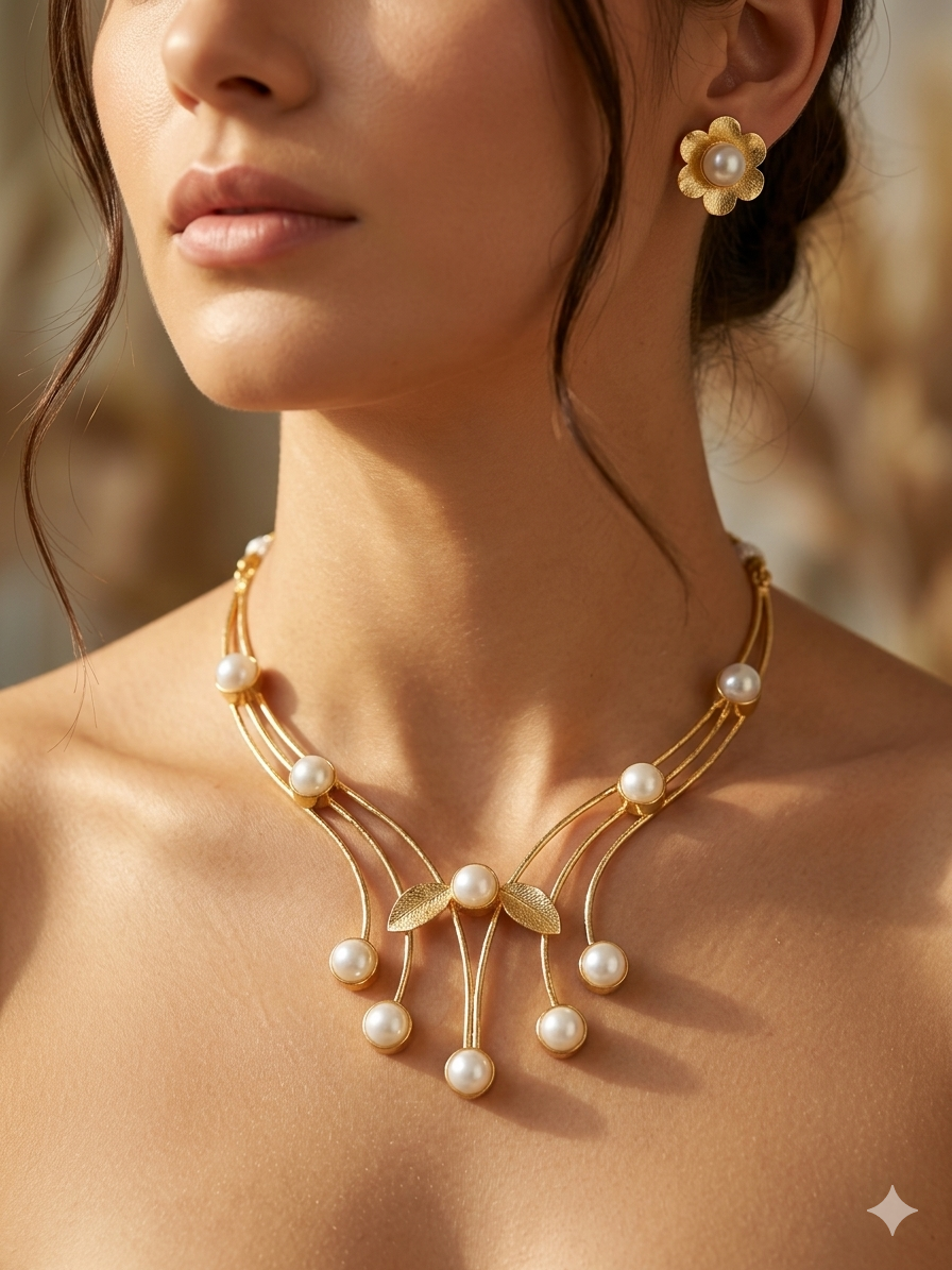 Pearl Flowy Necklace Set