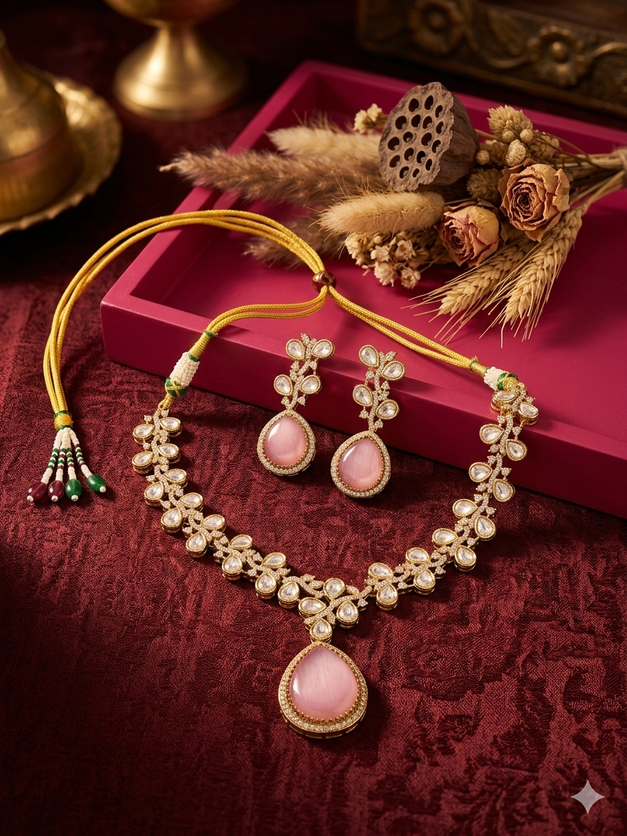 Gulabi Tara Kundan Necklace Set