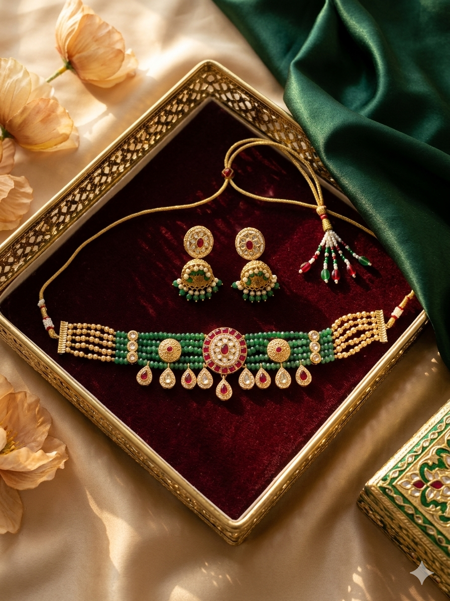 Emerald Noor Kundan Choker Set