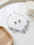 Blue Daisy Bloom Necklace Set