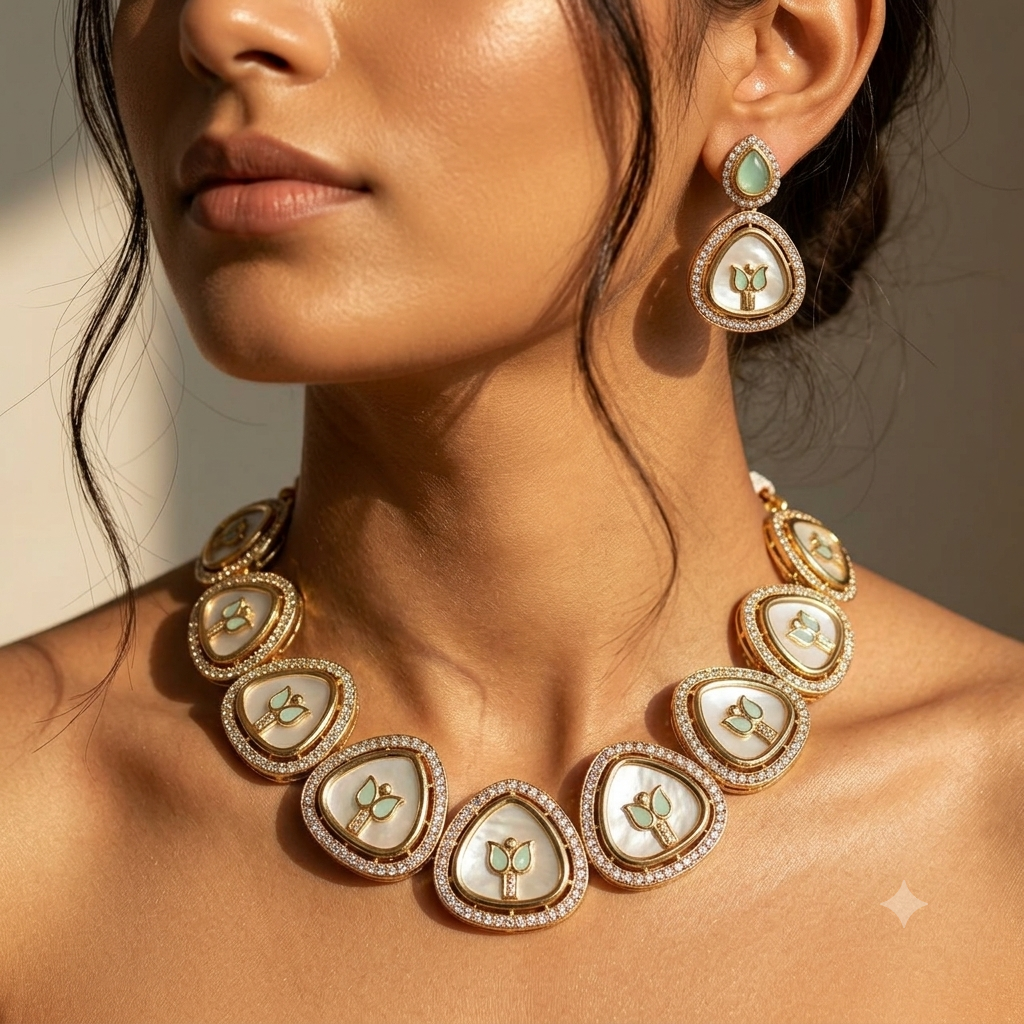 Mother of Pearl Triangle Necklace