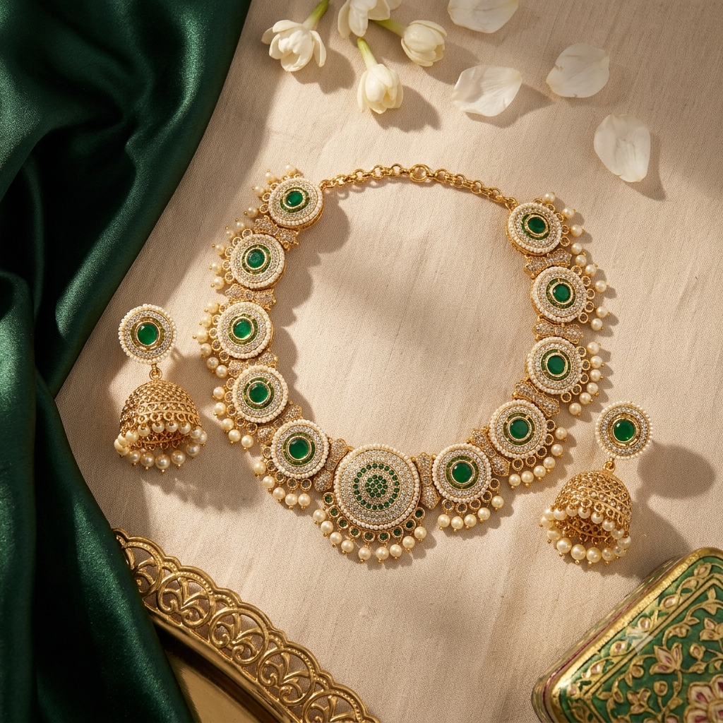 Ziya Emerald Pearl Choker Set