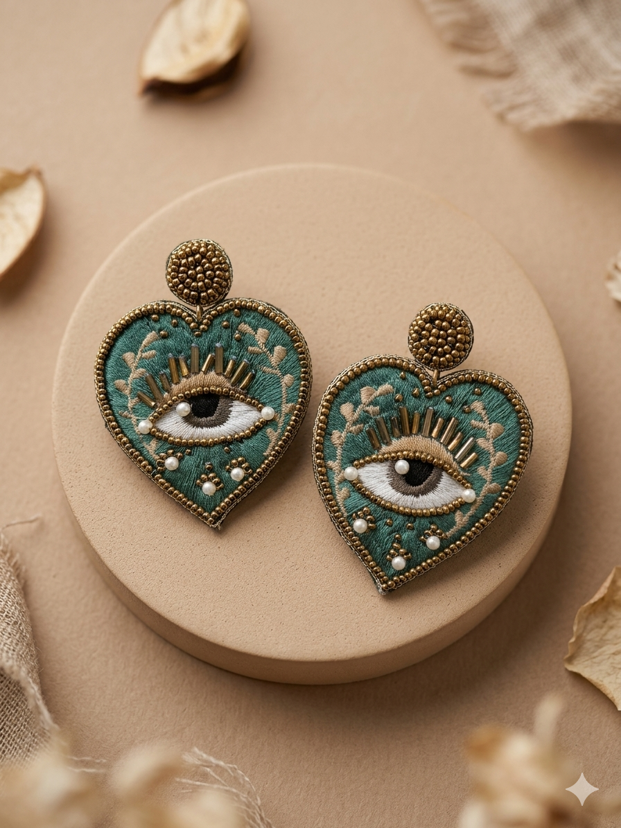 Evil Eye Heart Earrings