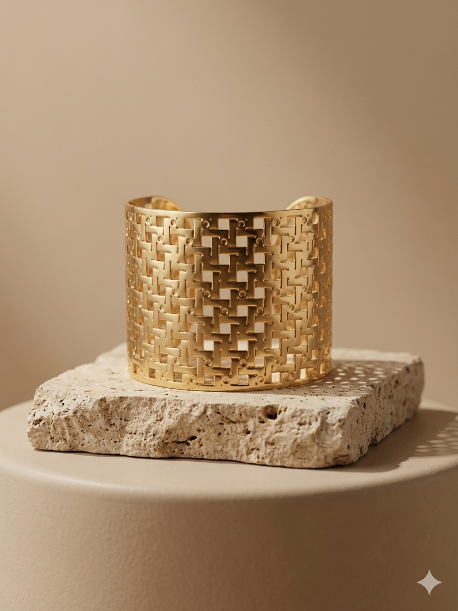 Gold Lattice Cuff Bracelet