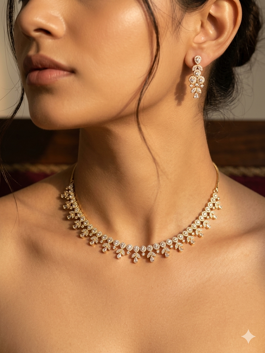 Vine Diamond Necklace Set