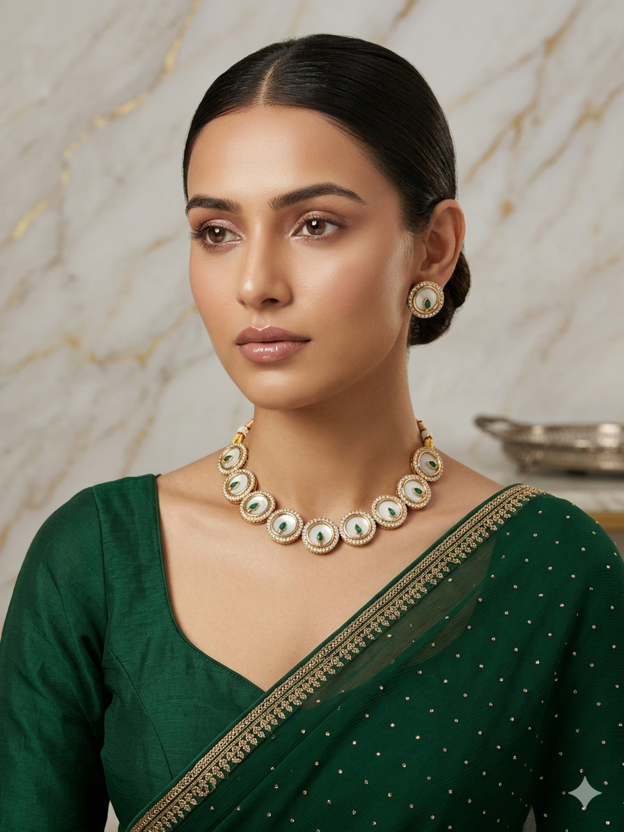 Mother of Pearl  Circular Necklace Set