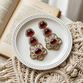 Ravina Rouge Floral Drop Earrings
