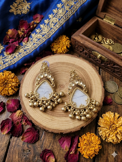Antique Pearl Chandbali Earrings