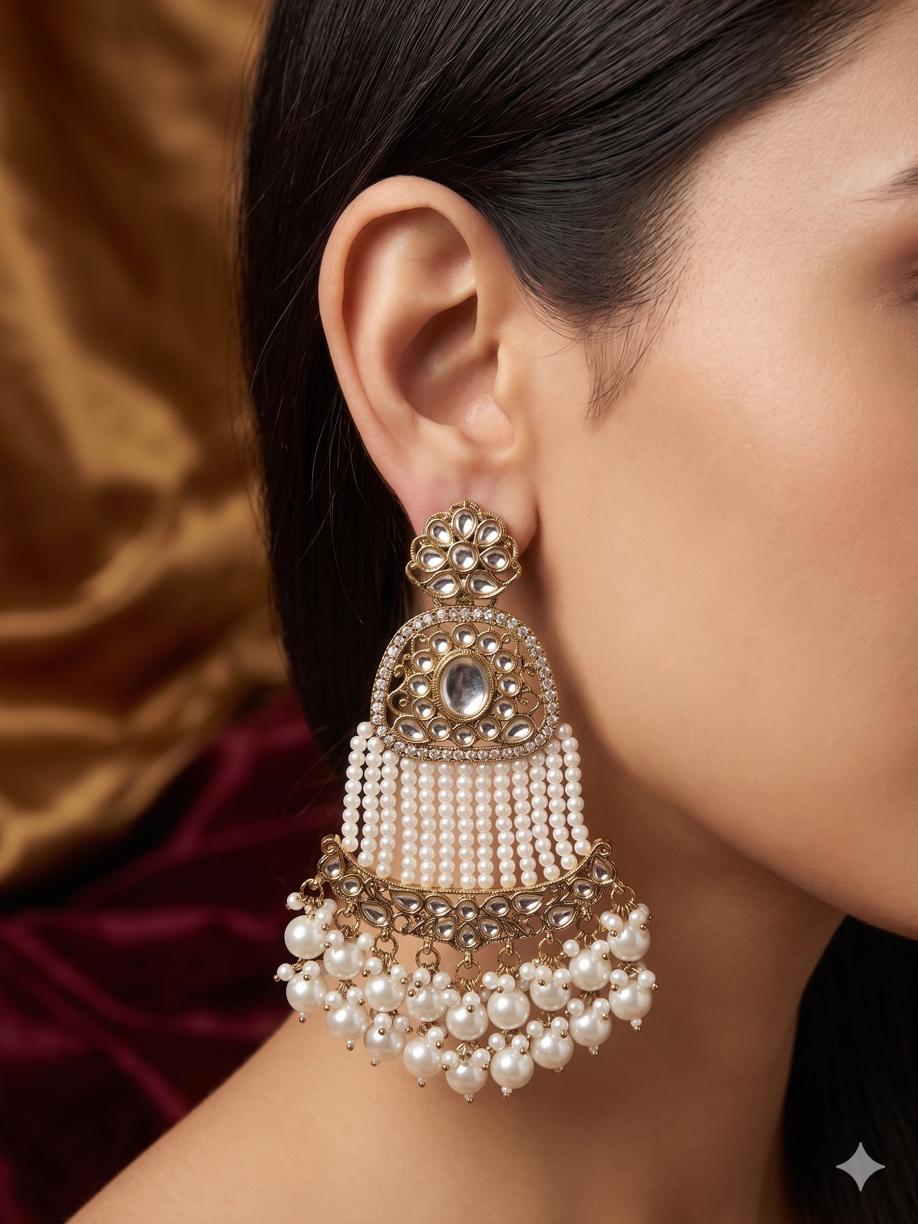 Pearl Jhumka Statement Earrings