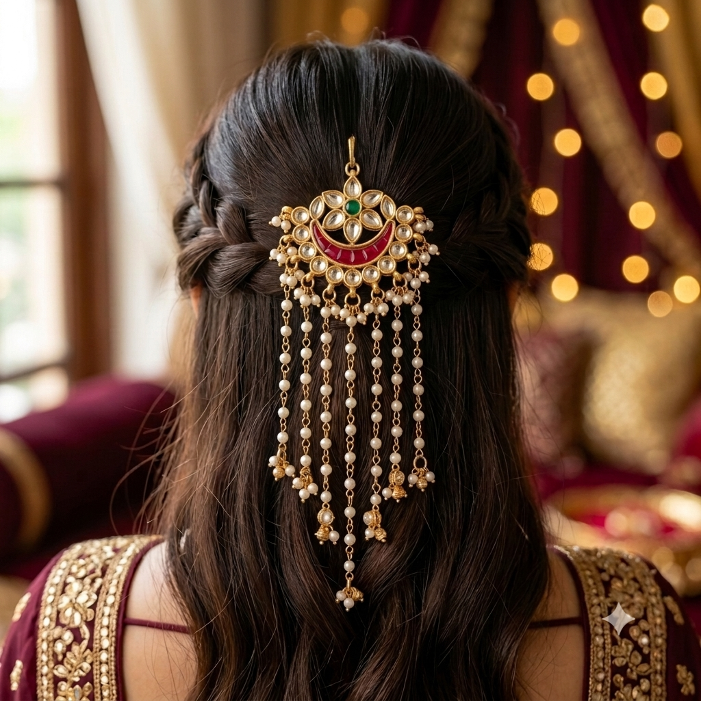 Ruhi Chand Kundan Hair Tassel