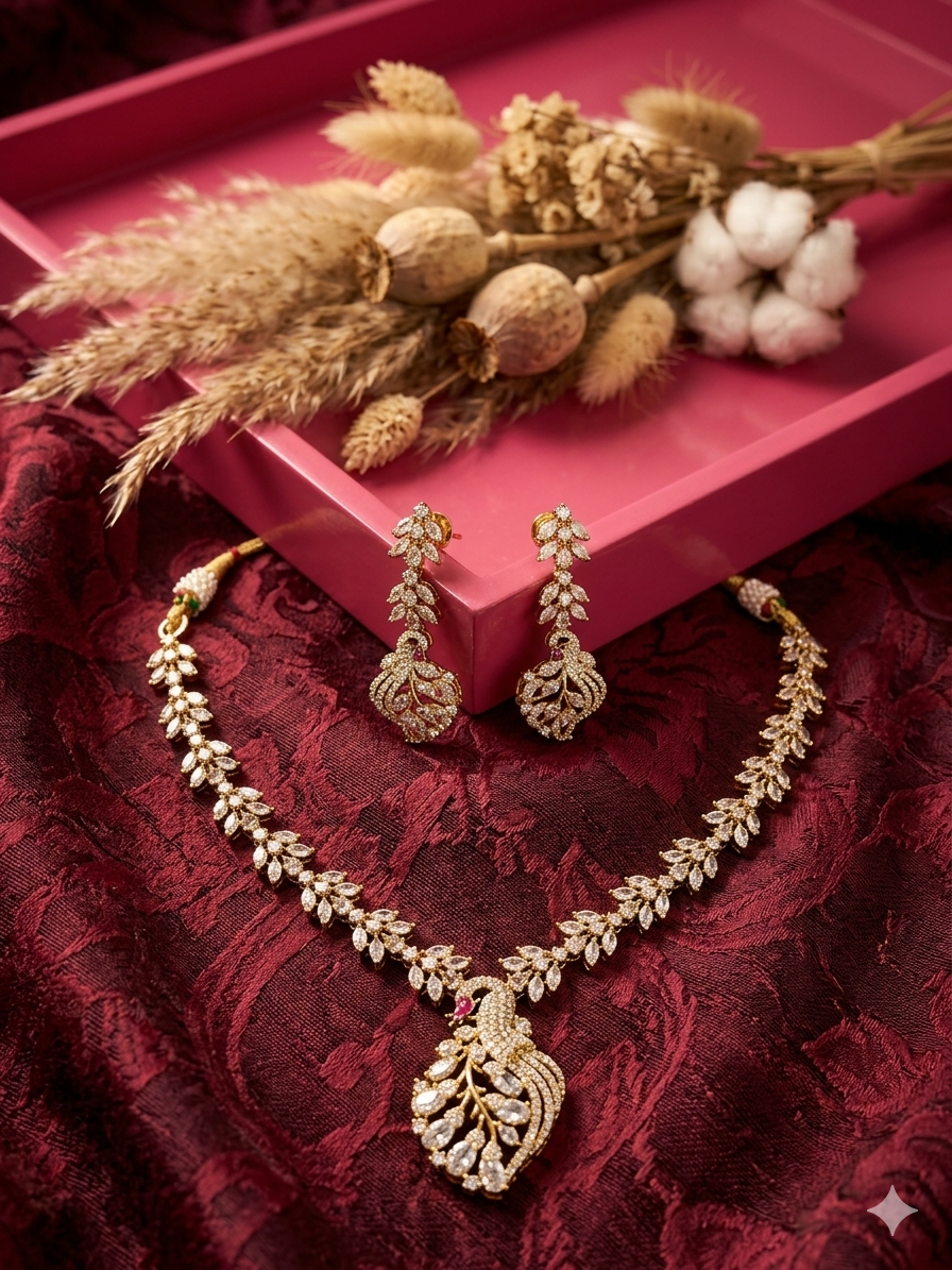 Morni Leaf Diamond Necklace Set
