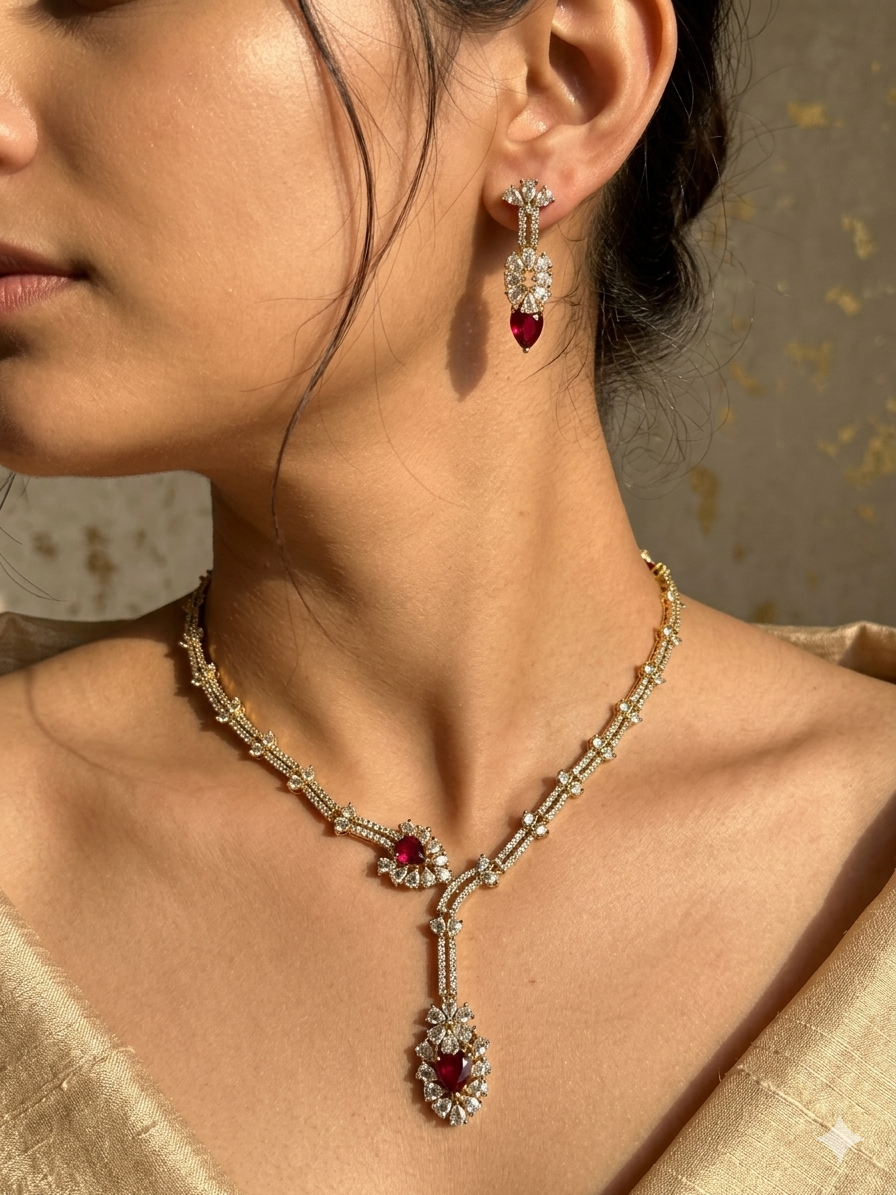 Ruby Celeste Diamond Necklace Set