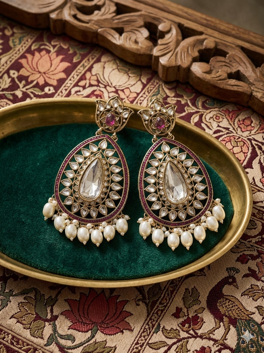 Teardrop Pearl Statement Earrings