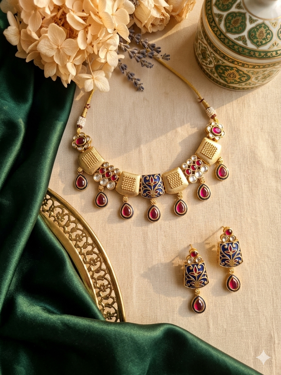 Meenakari Gulraaz Ruby Necklace Set