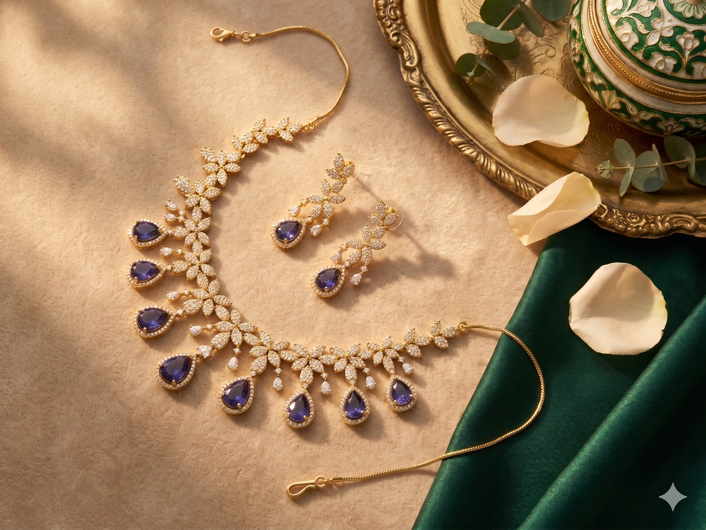The Alisha Purple Sapphire CZ Floral Necklace