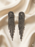 Crystal Fringe Black Earrings