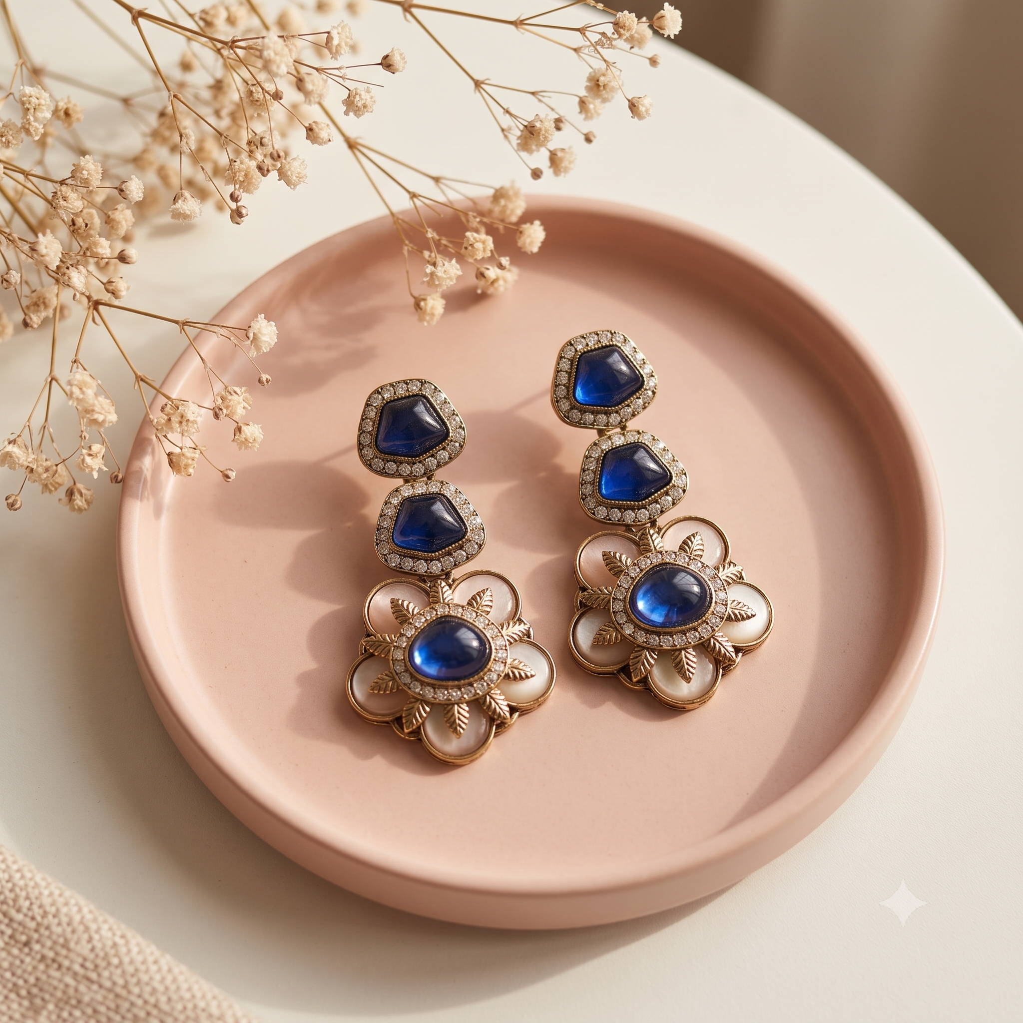 Neelpushp Kundan Drop Earrings