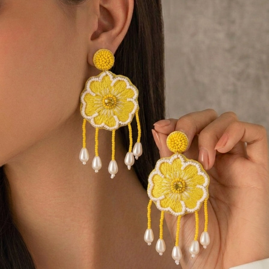 Sunflower Pearl Earrings