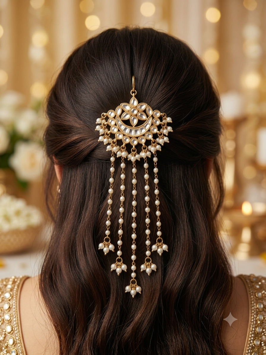 Chaand Jharna Kundan Hair Latkan