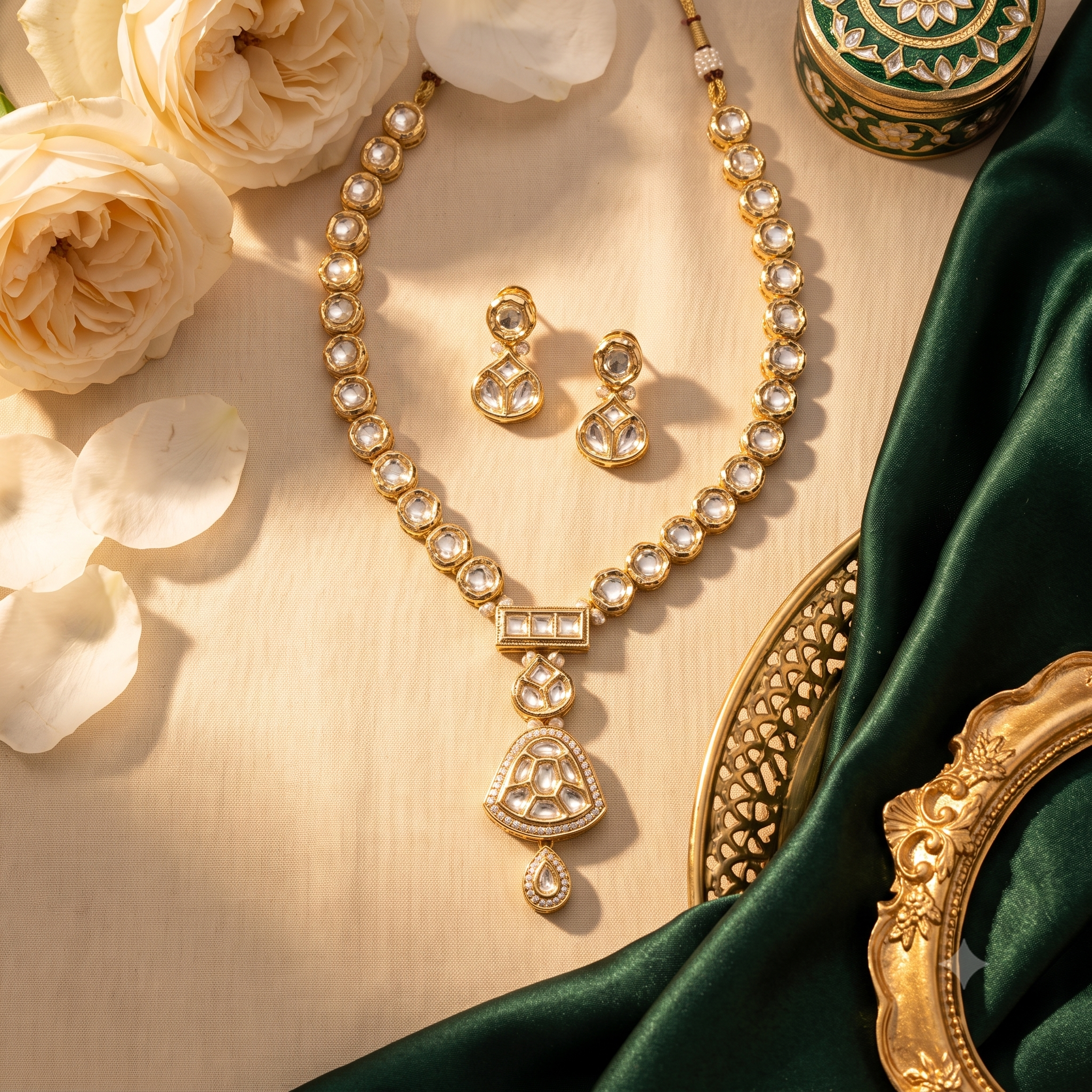 Pearl Kundan Pendant Necklace Set