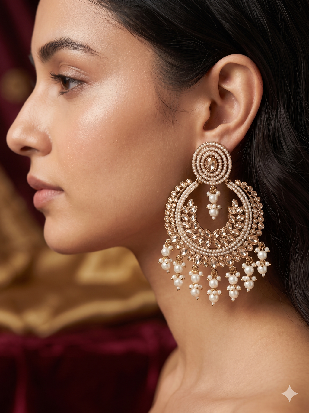 Pearl Chandbaaliyan Statement Earrings
