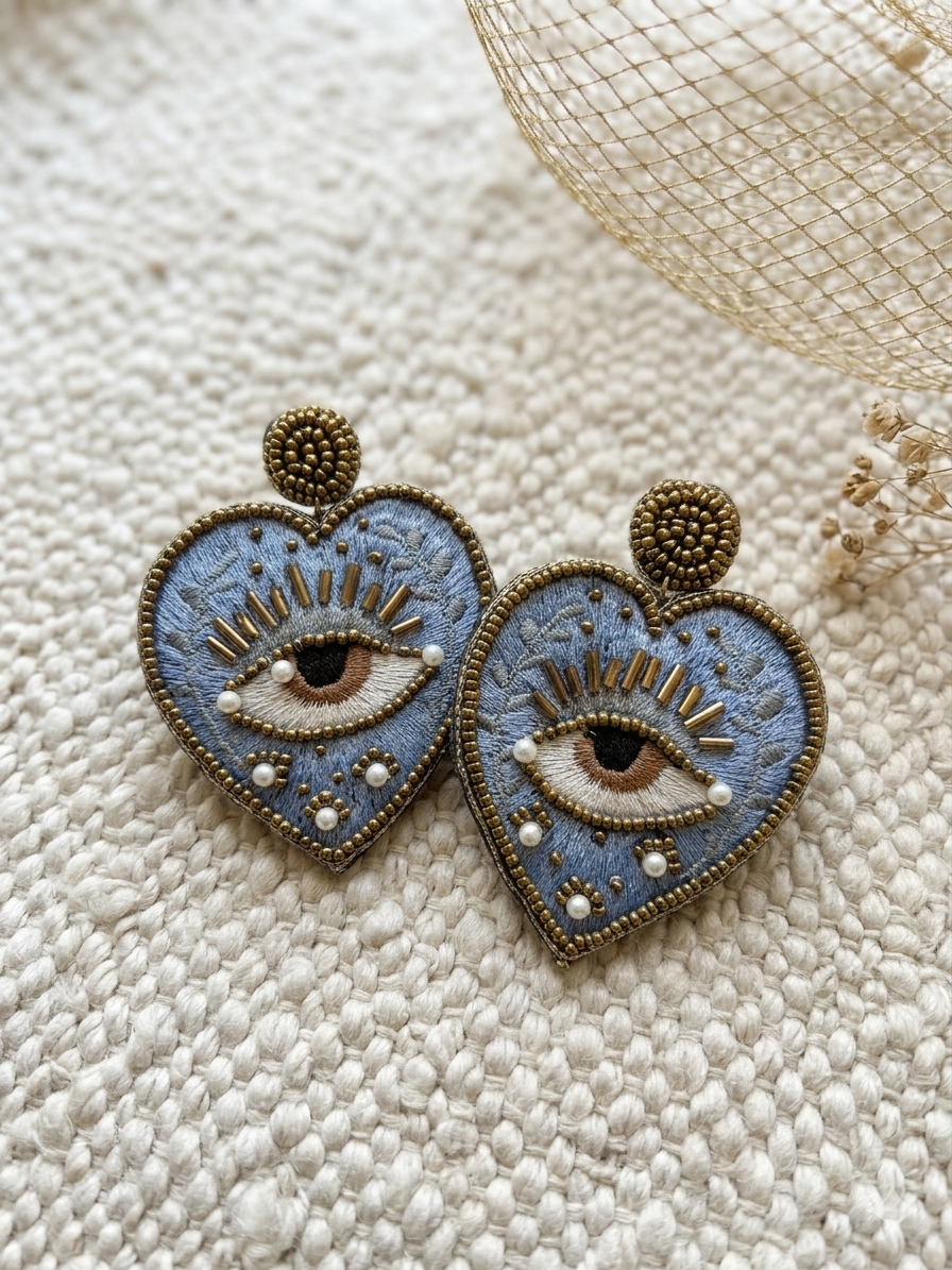 Evil Eye Heart Earrings
