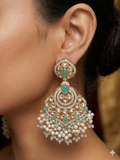 Aqua Pearl Chandbali Earrings