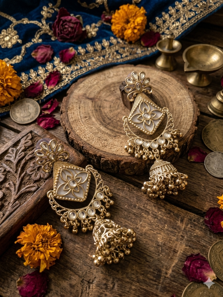 Antique Jhumka Drop Earrings