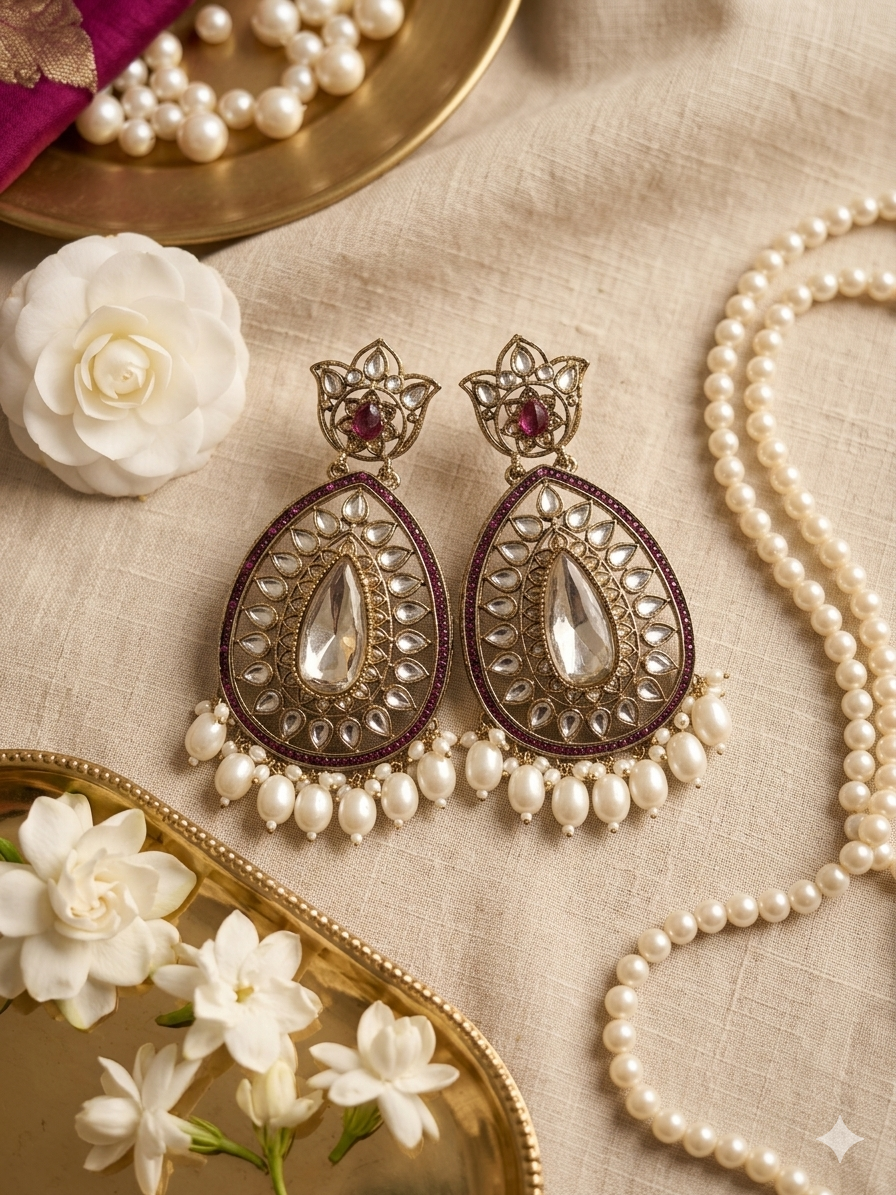 Teardrop Pearl Statement Earrings