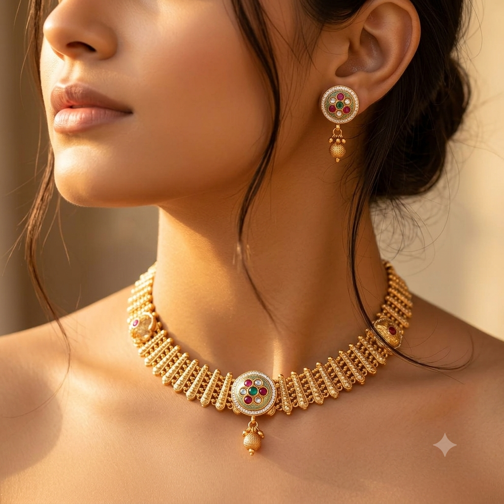 Aaradhya Chakra Kundan Necklace Set
